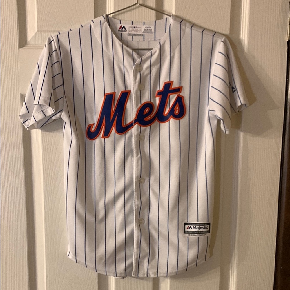 Travis D’Arnaud New York Mets White & Blue Pinstripe Baseball Jersey (BIN M)
